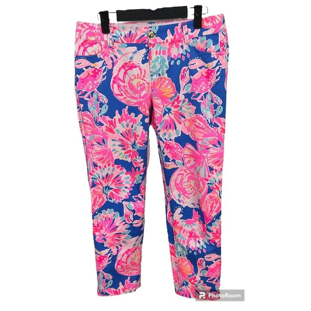 Lilly Pulitzer Sadie Crop Pants Size 6 Stretch Bennett Blue Bay Dreamin Chino N
